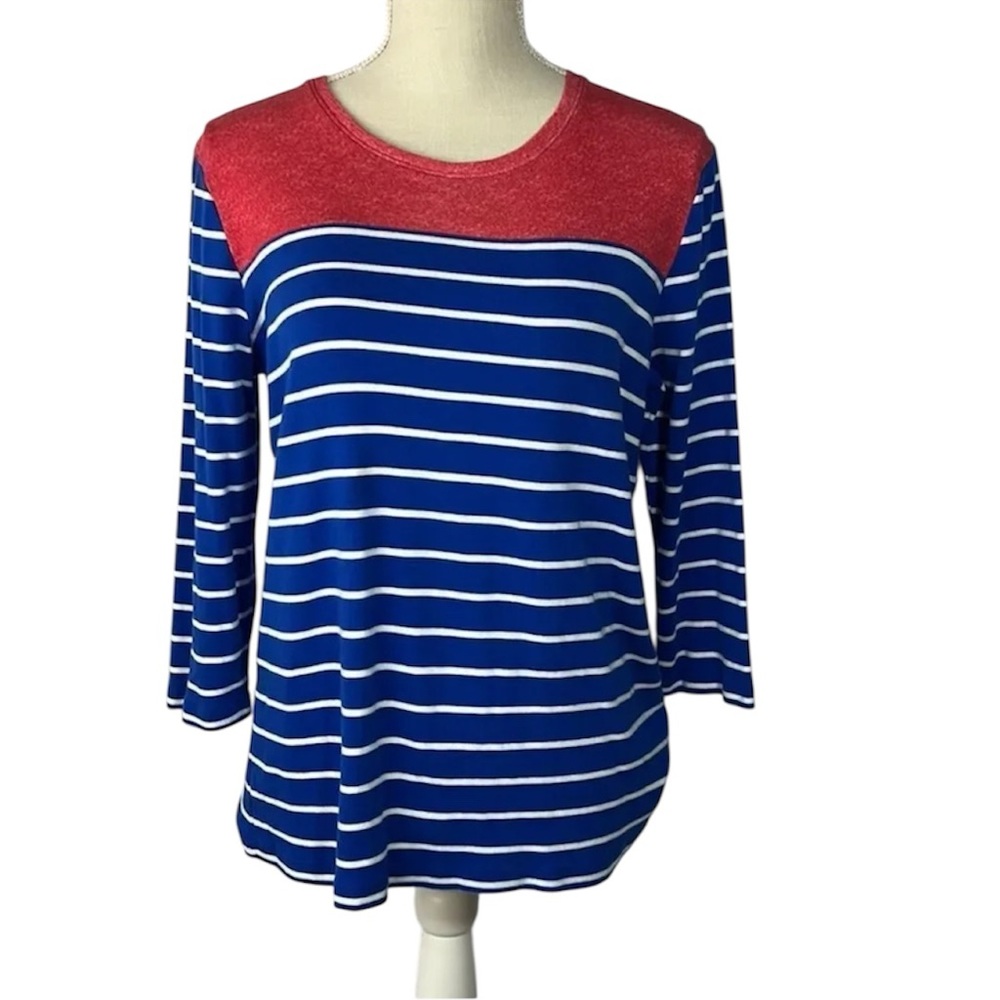 Kim Rodgers Red,blue and white Striped Tee Large